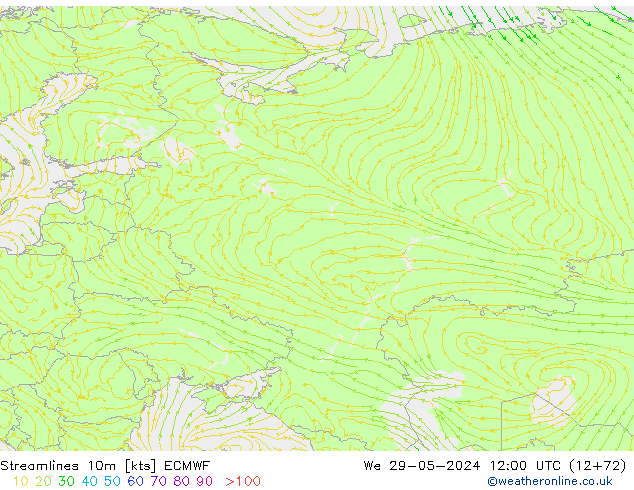 Stromlinien 10m ECMWF Mi 29.05.2024 12 UTC