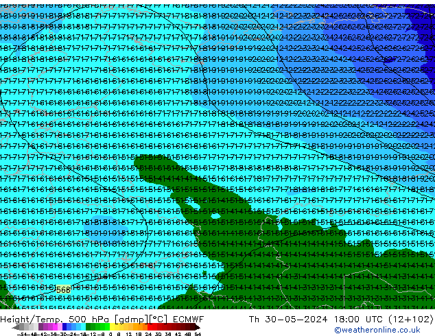 Z500/Rain (+SLP)/Z850 ECMWF ��� 30.05.2024 18 UTC