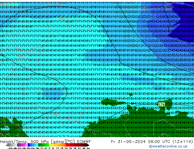 Z500/Rain (+SLP)/Z850 ECMWF Pá 31.05.2024 06 UTC