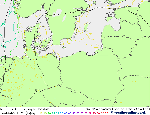 Isotachen (mph) ECMWF za 01.06.2024 06 UTC