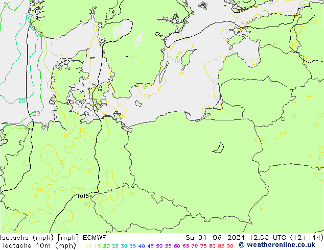 Isotachs (mph) ECMWF Sa 01.06.2024 12 UTC