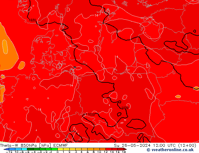 Theta-W 850hPa ECMWF Su 26.05.2024 12 UTC