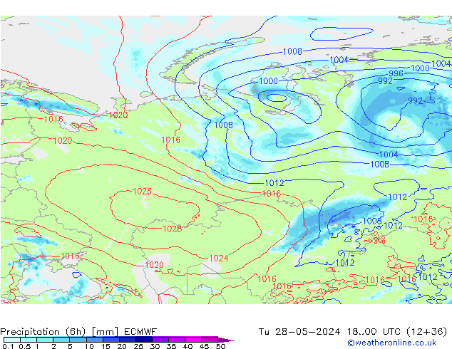 Z500/Yağmur (+YB)/Z850 ECMWF Sa 28.05.2024 00 UTC