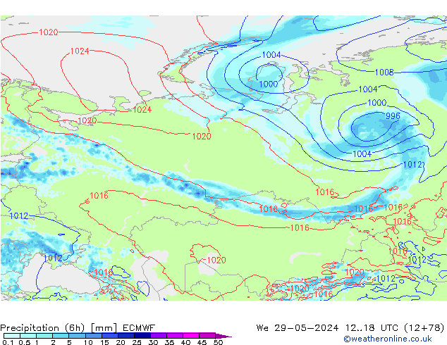 Yağış (6h) ECMWF Çar 29.05.2024 18 UTC