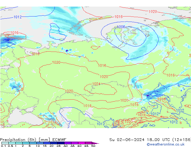 Z500/Yağmur (+YB)/Z850 ECMWF Paz 02.06.2024 00 UTC