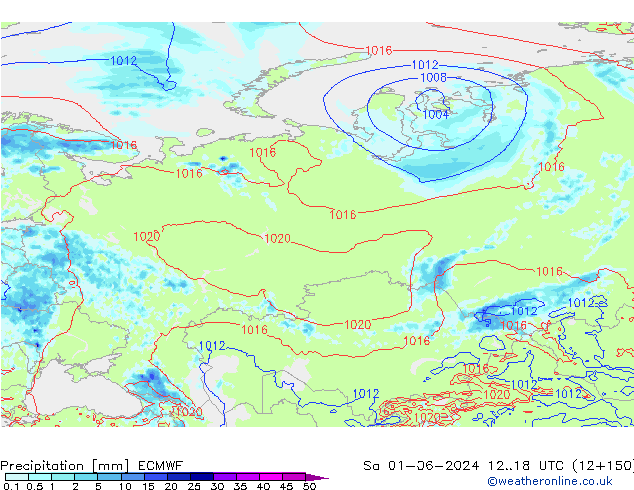 Srážky ECMWF So 01.06.2024 18 UTC