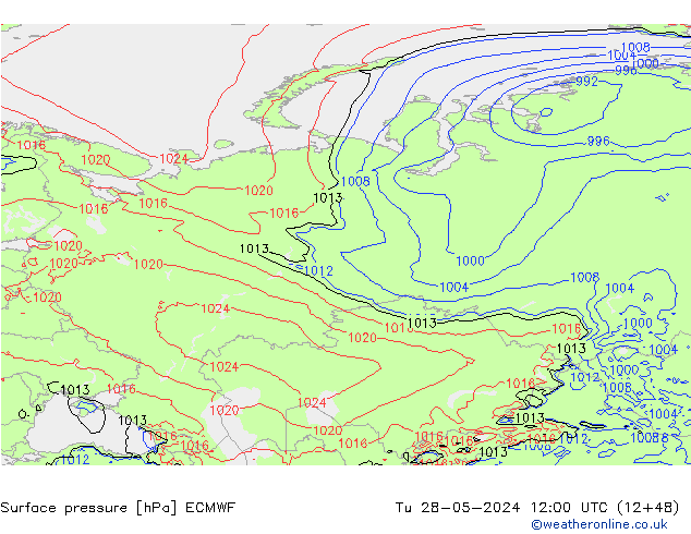 Luchtdruk (Grond) ECMWF di 28.05.2024 12 UTC