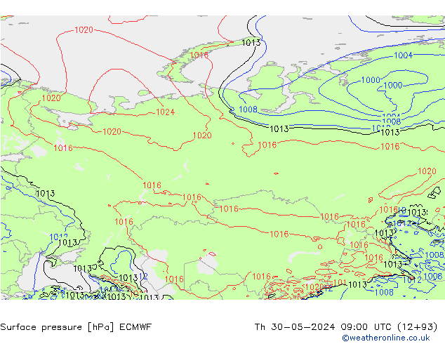 приземное давление ECMWF чт 30.05.2024 09 UTC