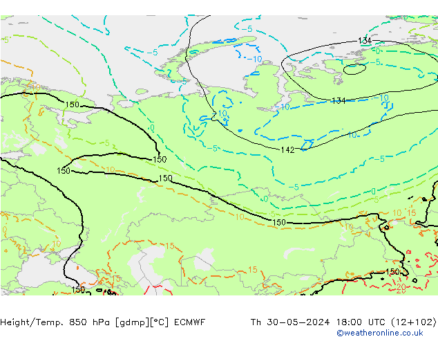 Height/Temp. 850 hPa ECMWF Čt 30.05.2024 18 UTC