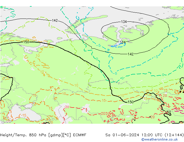 Height/Temp. 850 hPa ECMWF sab 01.06.2024 12 UTC