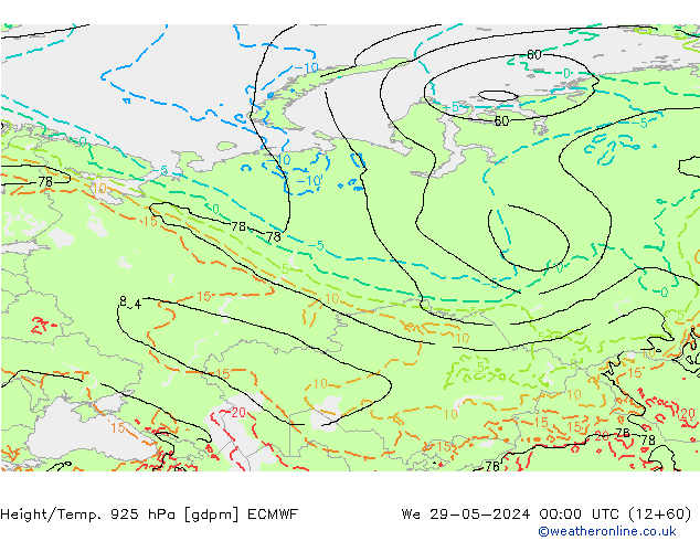 Height/Temp. 925 hPa ECMWF St 29.05.2024 00 UTC