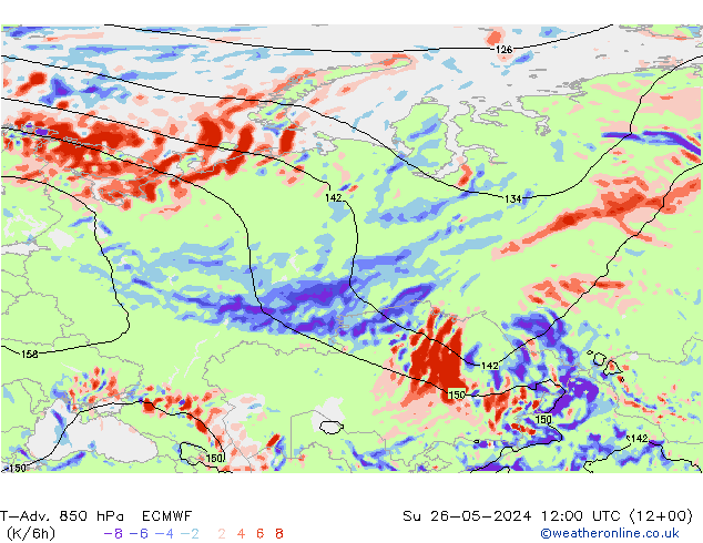 T-Adv. 850 hPa ECMWF Su 26.05.2024 12 UTC