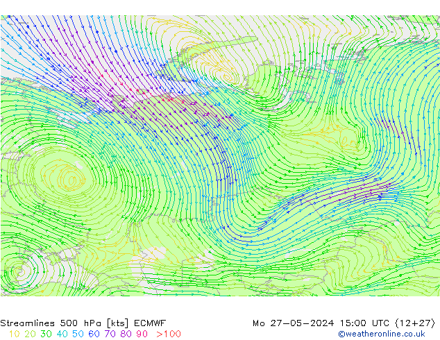 Streamlines 500 hPa ECMWF Mo 27.05.2024 15 UTC