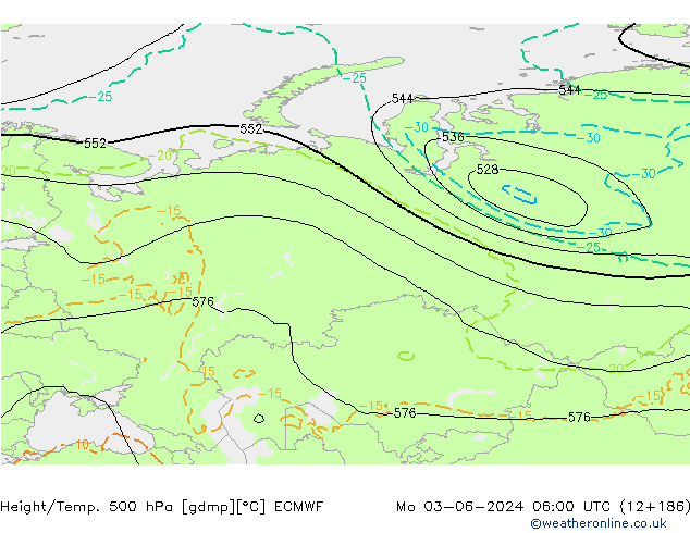 Z500/Rain (+SLP)/Z850 ECMWF пн 03.06.2024 06 UTC