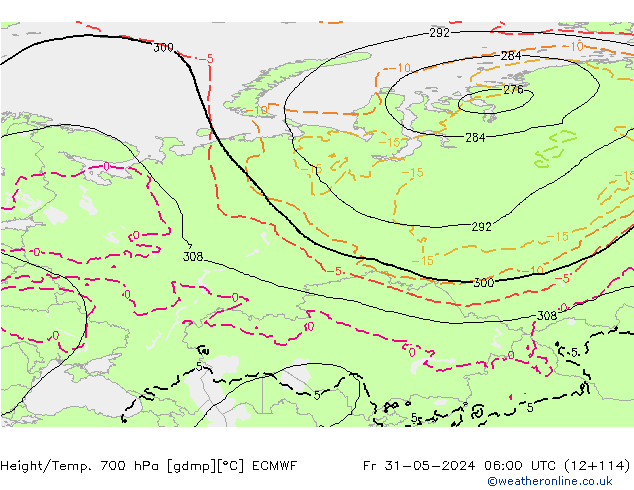 Height/Temp. 700 hPa ECMWF Pá 31.05.2024 06 UTC