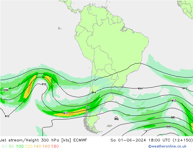 Jet stream/Height 300 hPa ECMWF So 01.06.2024 18 UTC