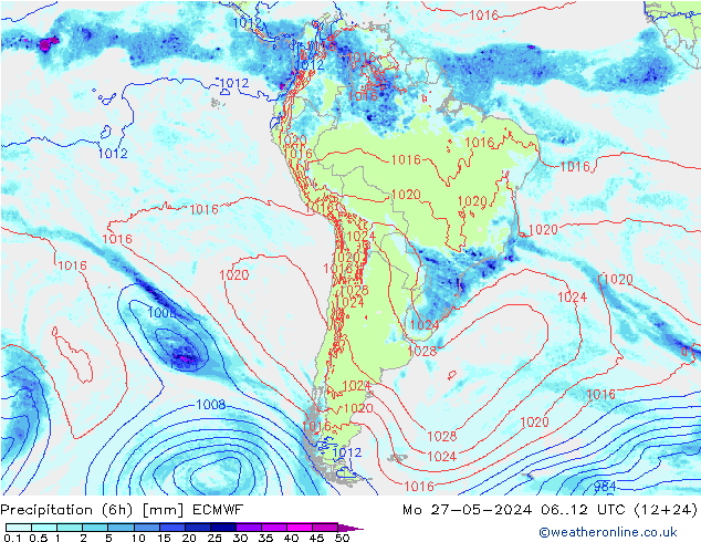 Z500/Yağmur (+YB)/Z850 ECMWF Pzt 27.05.2024 12 UTC