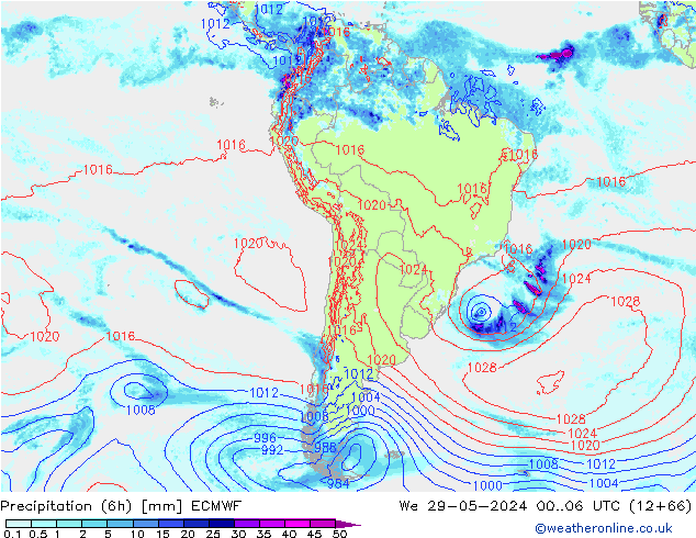 Z500/Yağmur (+YB)/Z850 ECMWF Çar 29.05.2024 06 UTC