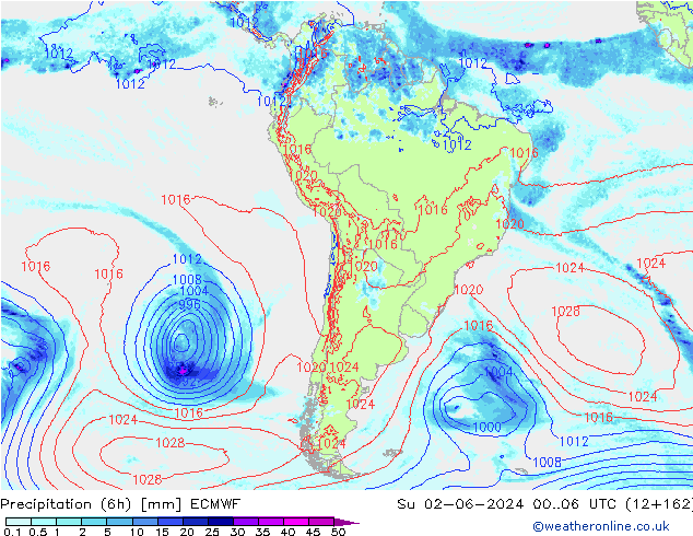 Z500/Regen(+SLP)/Z850 ECMWF zo 02.06.2024 06 UTC