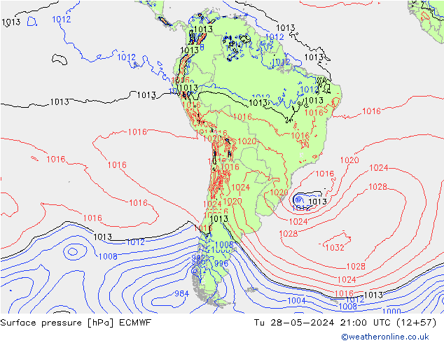 Surface pressure ECMWF Tu 28.05.2024 21 UTC