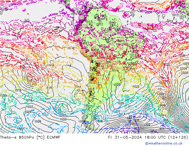 Theta-e 850hPa ECMWF pt. 31.05.2024 18 UTC