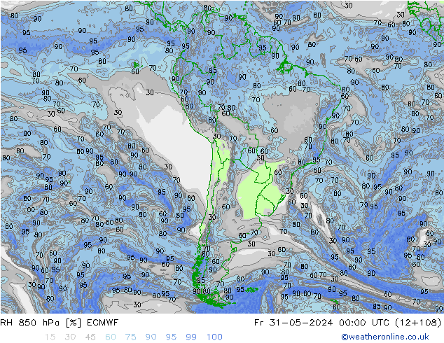 RV 850 hPa ECMWF vr 31.05.2024 00 UTC