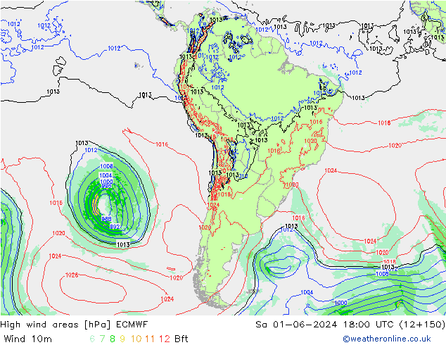 High wind areas ECMWF Sa 01.06.2024 18 UTC