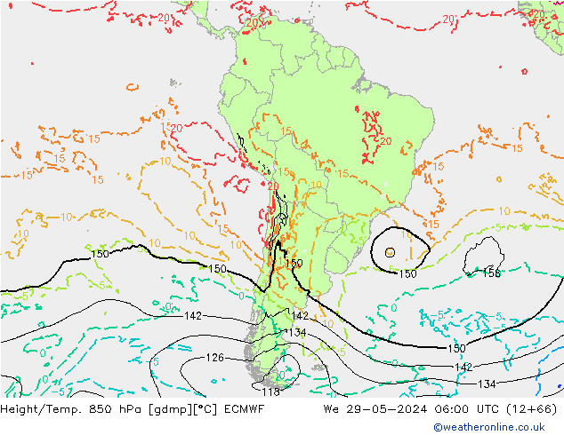 Z500/Yağmur (+YB)/Z850 ECMWF Çar 29.05.2024 06 UTC