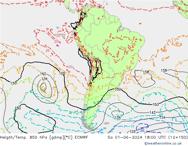 Height/Temp. 850 гПа ECMWF сб 01.06.2024 18 UTC