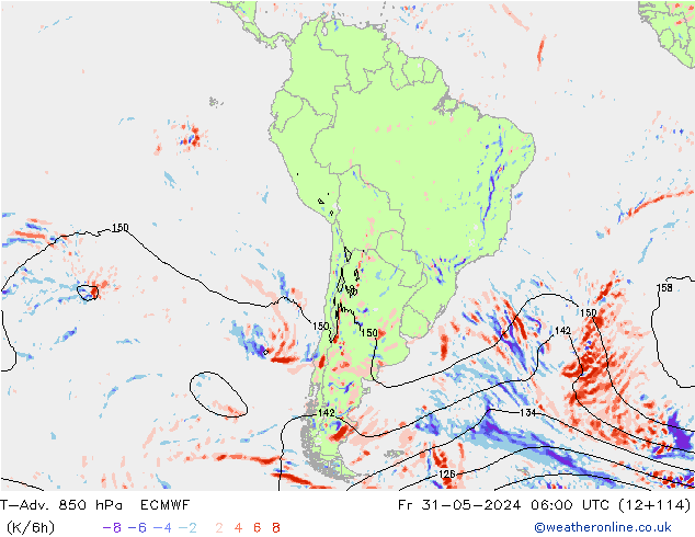 T-Adv. 850 hPa ECMWF vie 31.05.2024 06 UTC