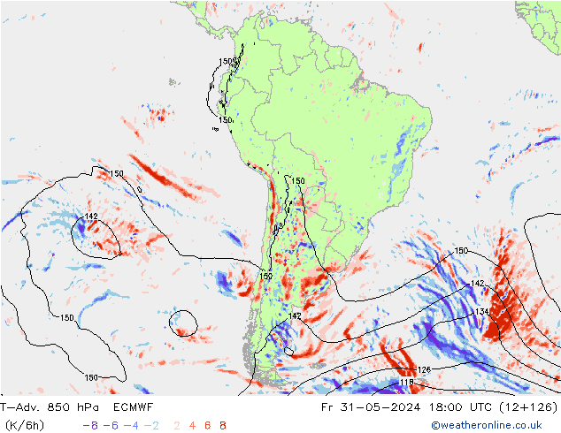 T-Adv. 850 hPa ECMWF ven 31.05.2024 18 UTC