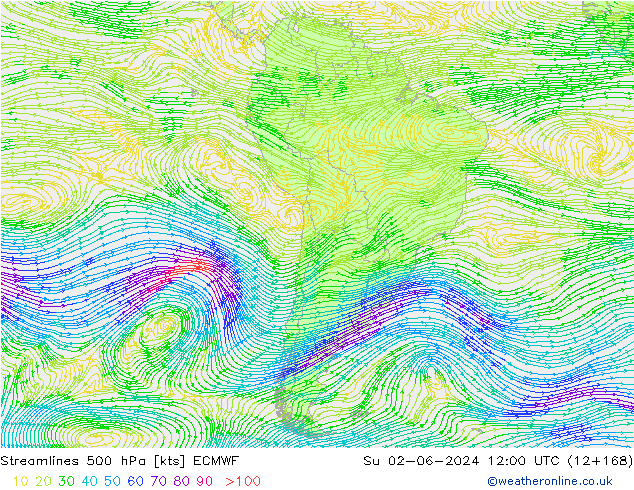 Streamlines 500 hPa ECMWF Ne 02.06.2024 12 UTC