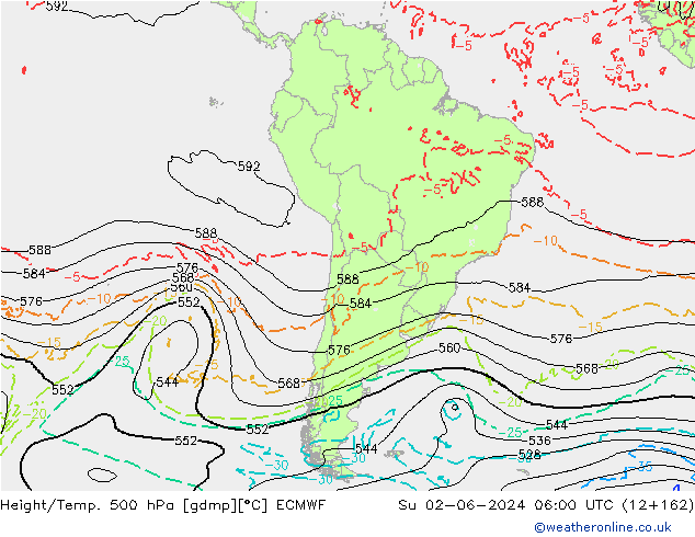 Z500/Regen(+SLP)/Z850 ECMWF zo 02.06.2024 06 UTC