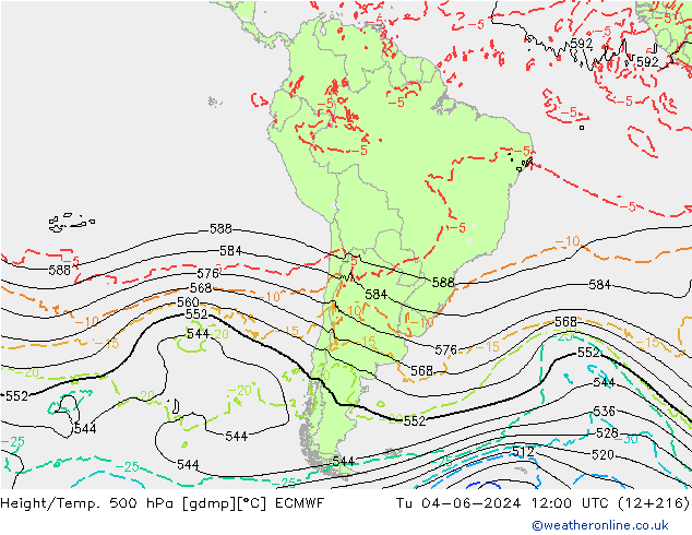 Z500/Rain (+SLP)/Z850 ECMWF вт 04.06.2024 12 UTC