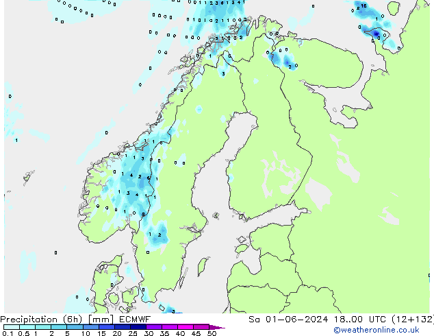 Precipitación (6h) ECMWF sáb 01.06.2024 00 UTC
