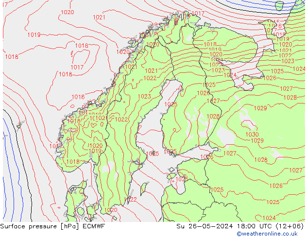 Yer basıncı ECMWF Paz 26.05.2024 18 UTC