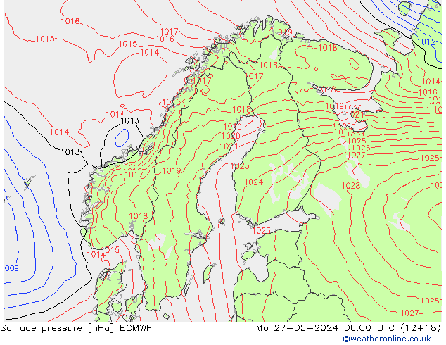 Luchtdruk (Grond) ECMWF ma 27.05.2024 06 UTC