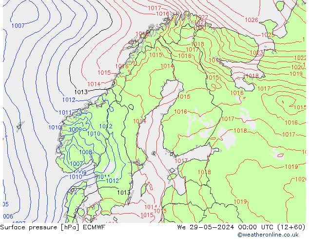 Surface pressure ECMWF We 29.05.2024 00 UTC