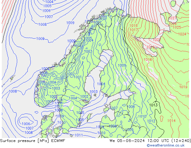 Atmosférický tlak ECMWF St 05.06.2024 12 UTC