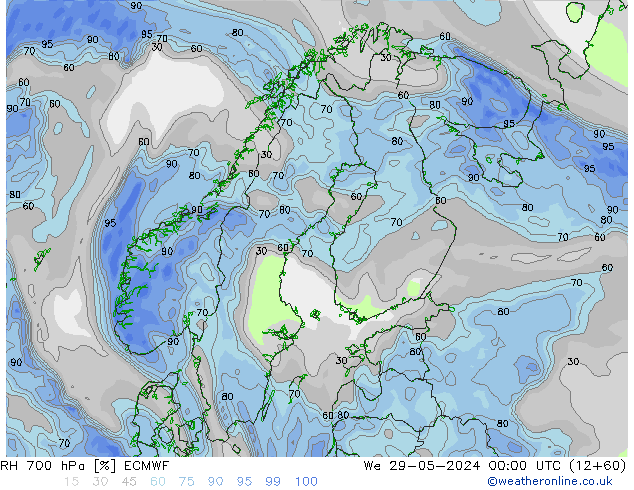 RH 700 hPa ECMWF St 29.05.2024 00 UTC