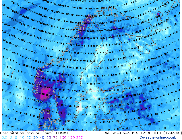 Toplam Yağış ECMWF Çar 05.06.2024 12 UTC