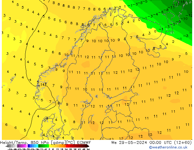 Z500/Rain (+SLP)/Z850 ECMWF Mi 29.05.2024 00 UTC