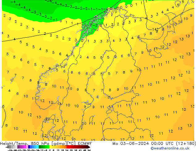 Z500/Rain (+SLP)/Z850 ECMWF lun 03.06.2024 00 UTC