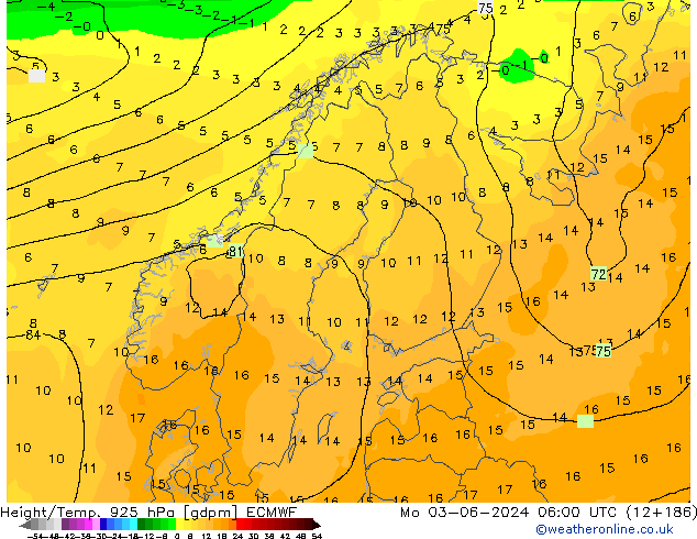 Height/Temp. 925 hPa ECMWF Mo 03.06.2024 06 UTC