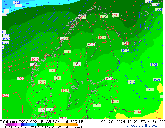 Thck 700-1000 hPa ECMWF Mo 03.06.2024 12 UTC