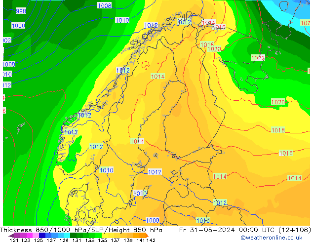 Thck 850-1000 hPa ECMWF  31.05.2024 00 UTC