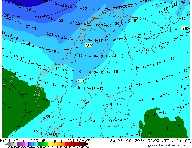 Z500/Rain (+SLP)/Z850 ECMWF Su 02.06.2024 06 UTC