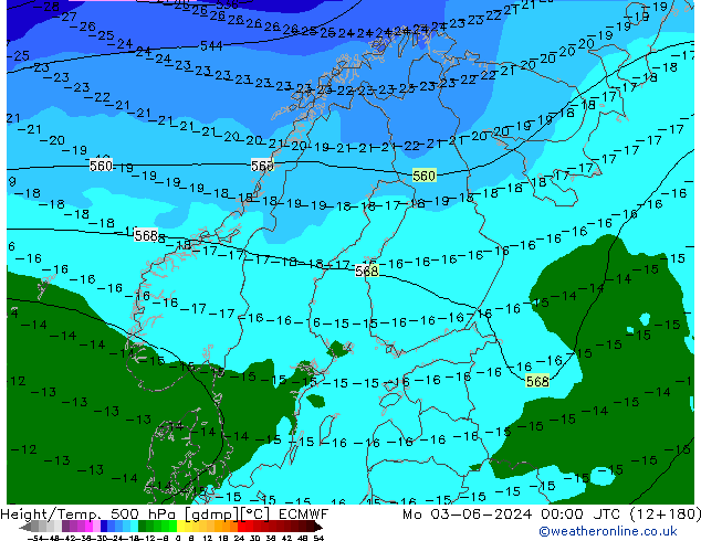 Z500/Rain (+SLP)/Z850 ECMWF lun 03.06.2024 00 UTC