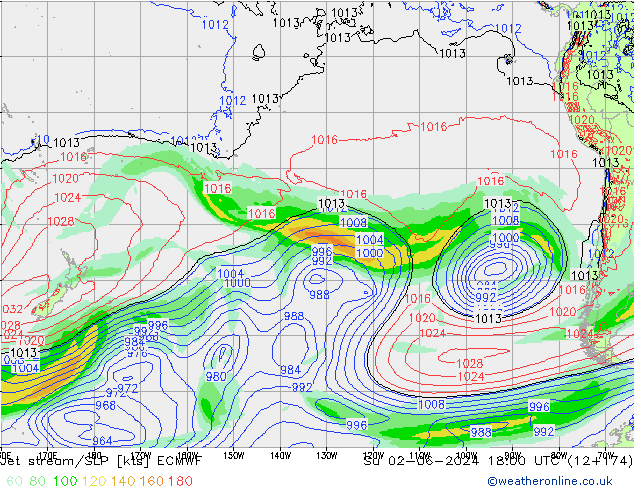 Jet stream ECMWF Dom 02.06.2024 18 UTC