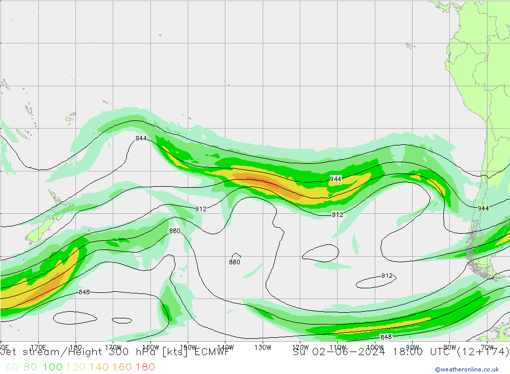 Jet stream/Height 300 hPa ECMWF Su 02.06.2024 18 UTC